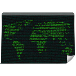 Fototapeta samoprzylepna Mapa świata na tle kodu binarnego