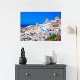 Plakat Santorini w upalny dzień, Grecja