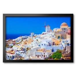 Obraz w ramie Santorini w upalny dzień, Grecja