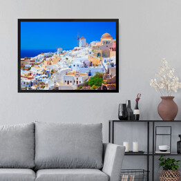 Obraz w ramie Santorini w upalny dzień, Grecja