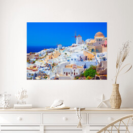 Plakat Santorini w upalny dzień, Grecja