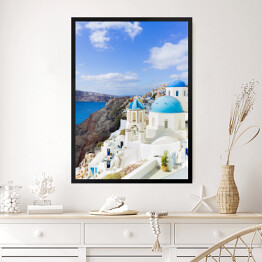 Obraz w ramie Urokliwe miasteczko na Santorini, Grecja