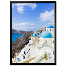 Plakat w ramie Urokliwe miasteczko na Santorini, Grecja