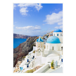 Plakat Urokliwe miasteczko na Santorini, Grecja