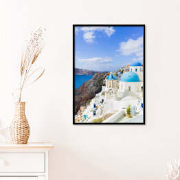 Plakat w ramie Urokliwe miasteczko na Santorini, Grecja
