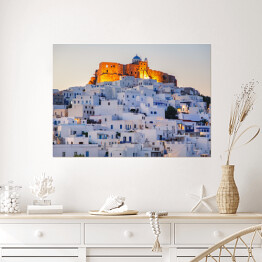 Plakat samoprzylepny Zamek Astypalaia w Grecji o świcie