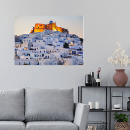 Plakat Zamek Astypalaia w Grecji o świcie
