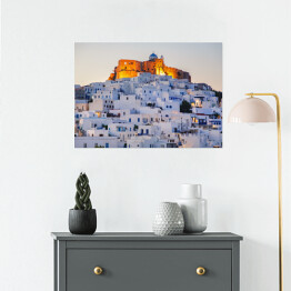 Plakat Zamek Astypalaia w Grecji o świcie