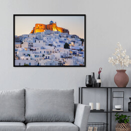 Plakat w ramie Zamek Astypalaia w Grecji o świcie