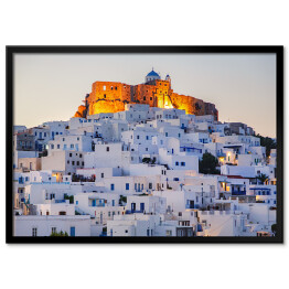Plakat w ramie Zamek Astypalaia w Grecji o świcie
