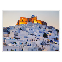 Plakat samoprzylepny Zamek Astypalaia w Grecji o świcie
