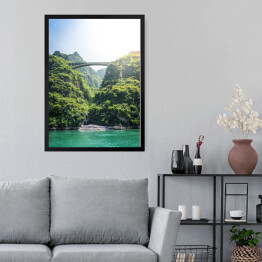 Obraz w ramie Krajobraz z mostem, Chiny