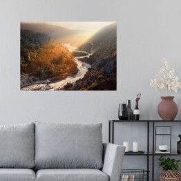 Plakat Piękny widok na rzekę w Himalajach, Nepal
