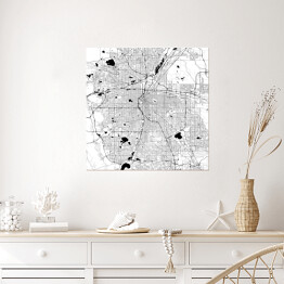 Plakat samoprzylepny Mapa czarno biała Denver