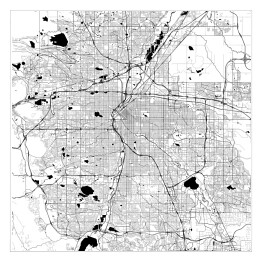 Plakat samoprzylepny Mapa czarno biała Denver