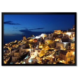 Plakat w ramie Santorini nocą