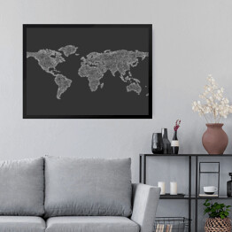 Obraz w ramie Szkic mapy świata z zakrzywionych linii