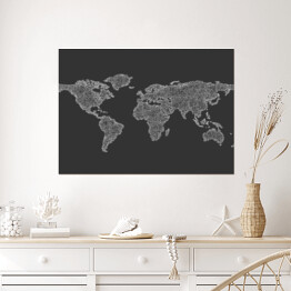 Plakat Szkic mapy świata z zakrzywionych linii