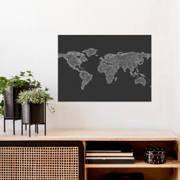 Plakat samoprzylepny Szkic mapy świata z zakrzywionych linii