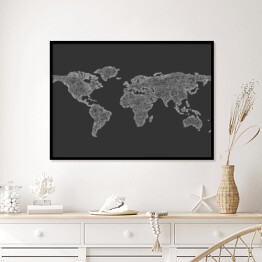 Plakat w ramie Szkic mapy świata z zakrzywionych linii