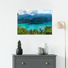 Plakat samoprzylepny Widok na jezioro Annecy w słoneczną pogodę