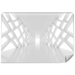 Fototapeta winylowa zmywalna Futurystyczny biały tunel ze ścianami o konstrukcji siatki 3D