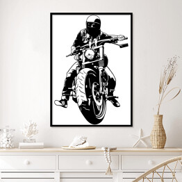 Plakat w ramie Harley Davidson na białym tle