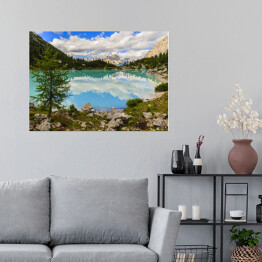 Plakat Jezioro Sorapiss o niesamowitym turkusowym kolorze wody, Włochy
