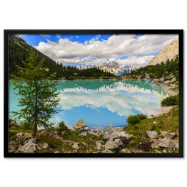 Plakat w ramie Jezioro Sorapiss o niesamowitym turkusowym kolorze wody, Włochy