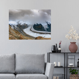 Plakat samoprzylepny Alpy Szwajcarskie - śnieżny krajobraz