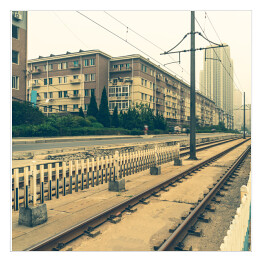 Plakat samoprzylepny Puste tory kolejowe w Chinach