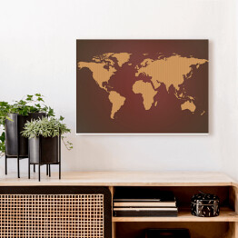 Obraz na płótnie Beżowa mapa świata na czekoladowym tle