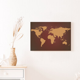 Obraz na płótnie Beżowa mapa świata na czekoladowym tle