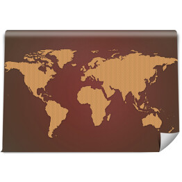 Fototapeta winylowa zmywalna Beżowa mapa świata na czekoladowym tle