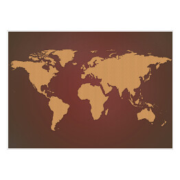 Plakat Beżowa mapa świata na czekoladowym tle