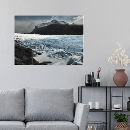 Plakat Lodowcowy krajobraz Islandii w pochmurny dzień