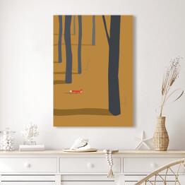 Obraz na płótnie Lis przechadzający się po parku jesienią