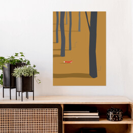 Plakat samoprzylepny Lis przechadzający się po parku jesienią