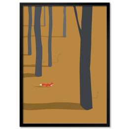 Plakat w ramie Lis przechadzający się po parku jesienią