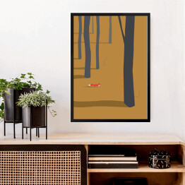 Obraz w ramie Lis przechadzający się po parku jesienią