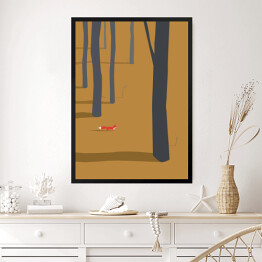 Obraz w ramie Lis przechadzający się po parku jesienią