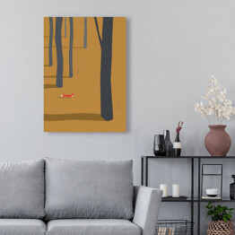 Obraz na płótnie Lis przechadzający się po parku jesienią