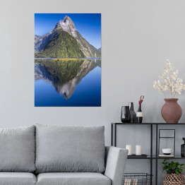 Plakat Bezchmurne niebo nad Górą Mitre Peak, Nowa Zelandia