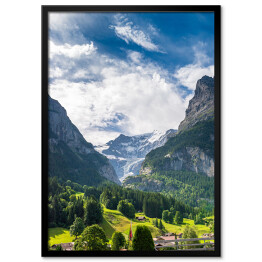 Plakat w ramie Widok na dolny lodowiec Grindelwald, Szwajcaria