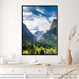Plakat w ramie Widok na dolny lodowiec Grindelwald, Szwajcaria