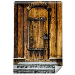 Fototapeta Stare drewniane drzwi norweskiego kościoła w mieście Lom