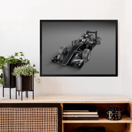 Obraz w ramie Czarny samochód wyścigowy w 3d
