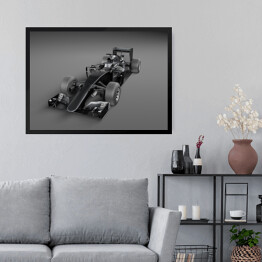 Obraz w ramie Czarny samochód wyścigowy w 3d