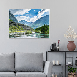 Plakat samoprzylepny Górskie jezioro, Park Narodowy w Ałtaju, Syberia, Rosja