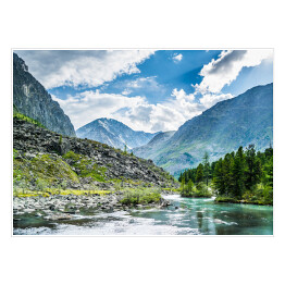 Plakat samoprzylepny Górskie jezioro, Park Narodowy w Ałtaju, Syberia, Rosja